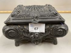 A pewter jewellery casket