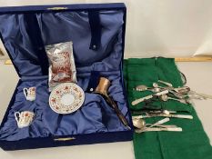 Mixed Lot: A boxed Turkish coffee set and a quantity of various plated cutlery