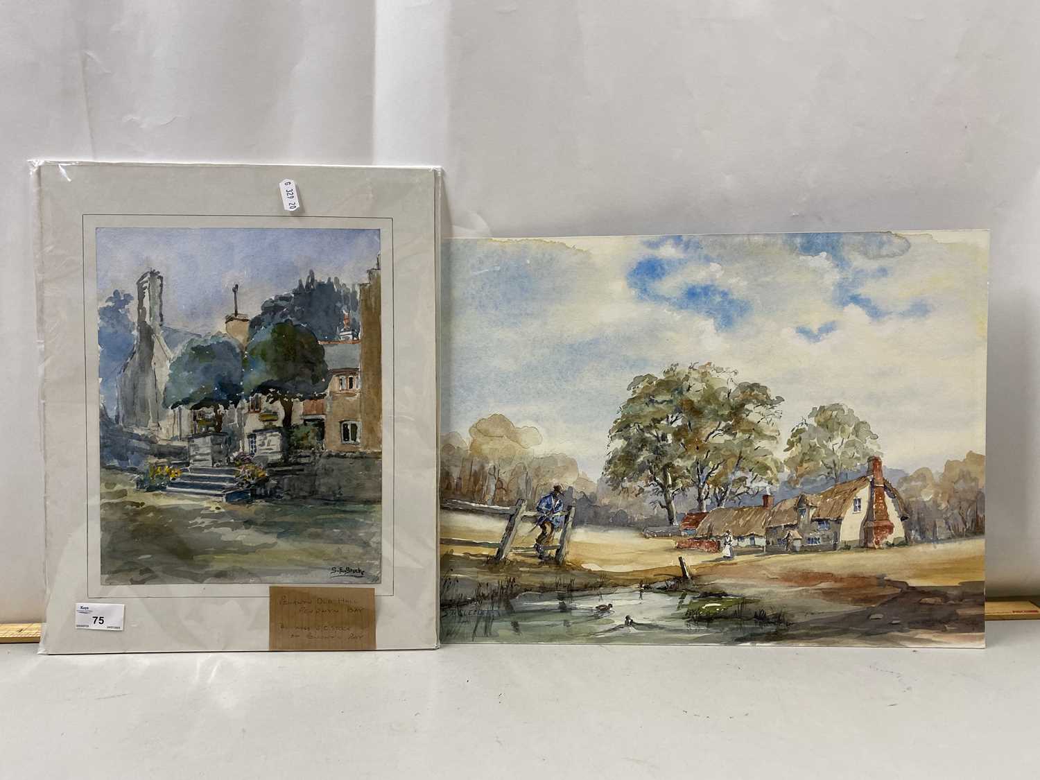 S E Stock - Study of Penrhyn Old Hall, watercolour, mounted but not framed together with a further