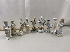 Collection of various Lladro style and other figurines