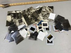 Box of various photographic negatives, vintage photographs to include some motor racing interest and