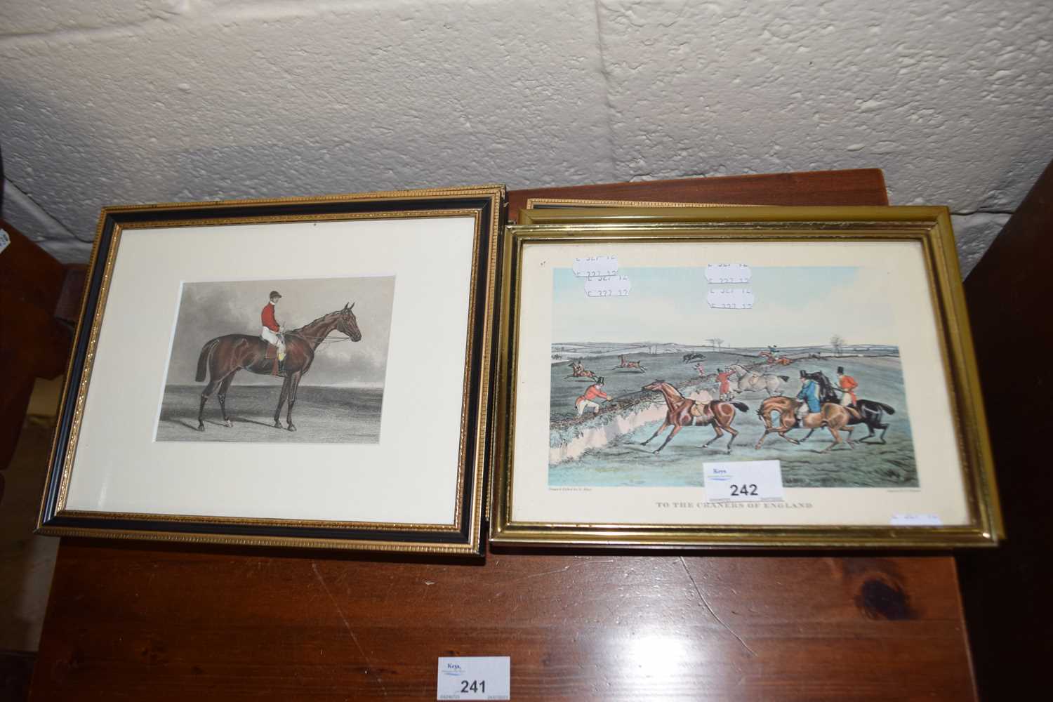 Collection of various small framed prints, racehorses, hunting and coaching interest (7)