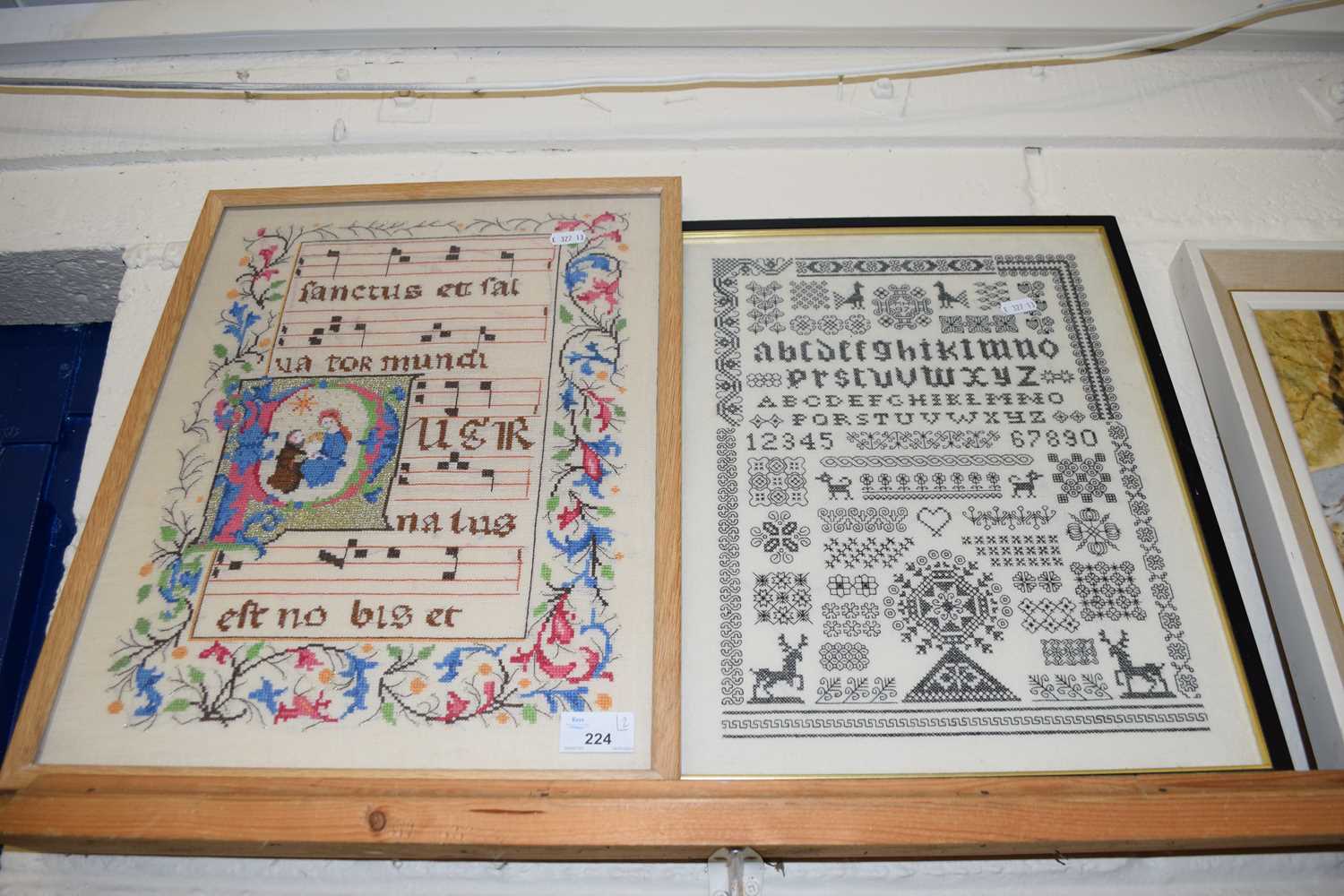 Two framed modern needlework pictures