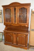 Modern kitchen dresser with lead glazed top section, 120cm wide