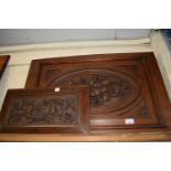 Two late 19th Century floral carved wooden panels (2)