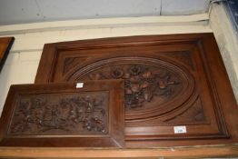 Two late 19th Century floral carved wooden panels (2)