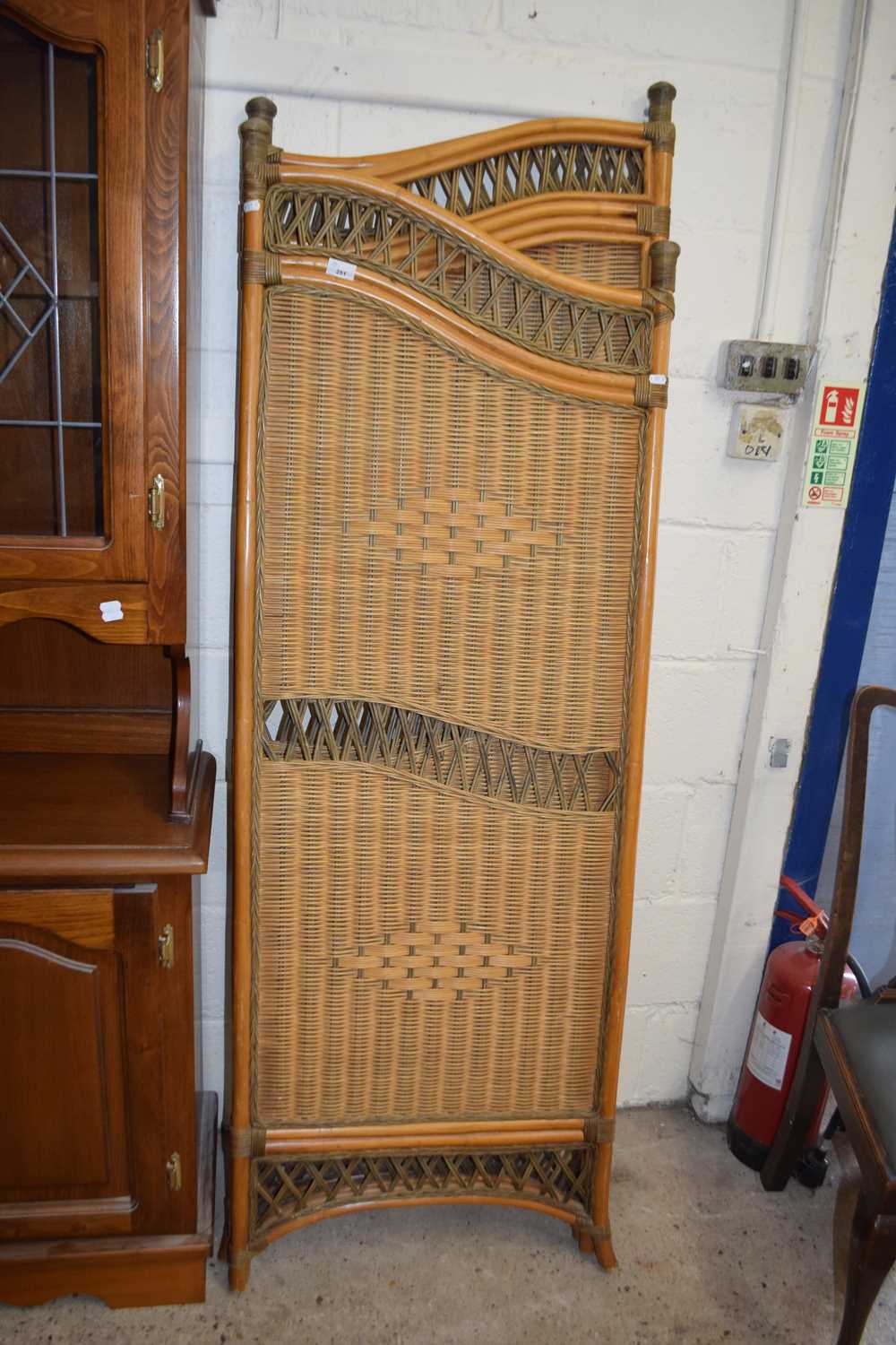 A bamboo and wicker work two fold screen