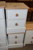 Pair of pine topped white two drawer bedside cabinets, 41cm wide