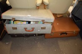 Three various vintage suitcases and assorted contents