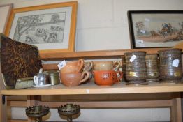 Mixed Lot: Lowestoft pottery goblets, various Studio pottery cups plus further dressing table