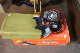 Homebase wall tiling kit together with a drill sharpener and a speed engraver