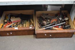 Two boxes of assorted hand tools