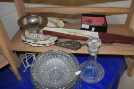 Mixed Lot: Various glass and ceramics plus a further large modern hand fan