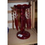 A ruby coloured table lustre, 26cm high