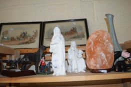 Mixed Lot: Various ornaments, a rock crystal lamp etc