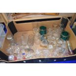 Box of various assorted drinking glasses