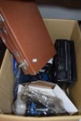 Hitachi portable radio together with various other items to include workshop casters, pumps and