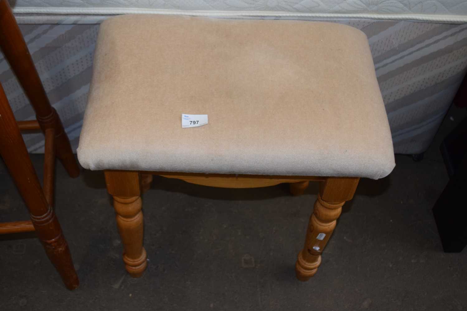 Pine upholstered top stool