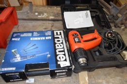 Black & Decker paint stripper together with an Erbauer air hammer, both cased (2)