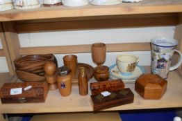 Mixed Lot: Various wooden bowls, coronation commemorative trio, boxed dice set etc