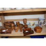 Mixed Lot: Various wooden bowls, coronation commemorative trio, boxed dice set etc