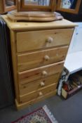 Five drawer pine chest of drawers, approx 64cm wide