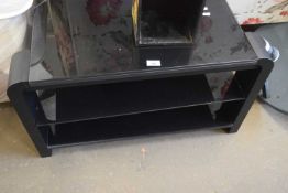 Three tier black glass TV stand