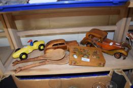 Mixed Lot: Wooden model car, salad servers etc