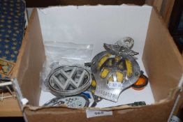 Box of RAC and AA badges plus others