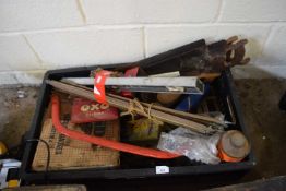 Box of various tools and garage clearance items
