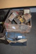Blue tool box and a quantity of sundry workshop contents - two boxes