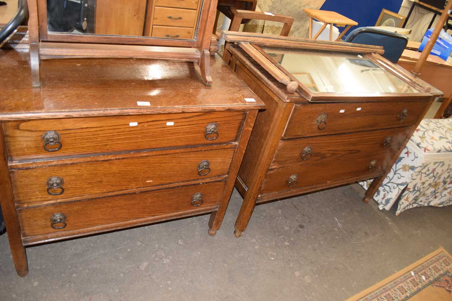 Three drawer dressing table with mirror and matching chest of drawers (3)