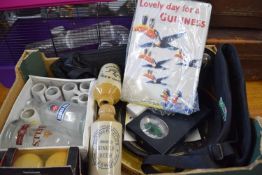 Box of mixed items to include Guinness memorabilia, serving trays, miniature tankards and other
