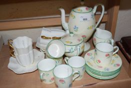 Mixed Lot: Assorted tea wares to include Wedgwood floral decorated tea wares and Coalport cream