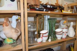 Mixed Lot: Various assorted tea wares, glass wares, model birds etc