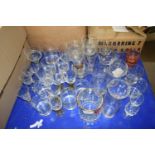 Quantity of assorted glass ware to include pint mugs, tumblers, spirit and liqueur glasses etc