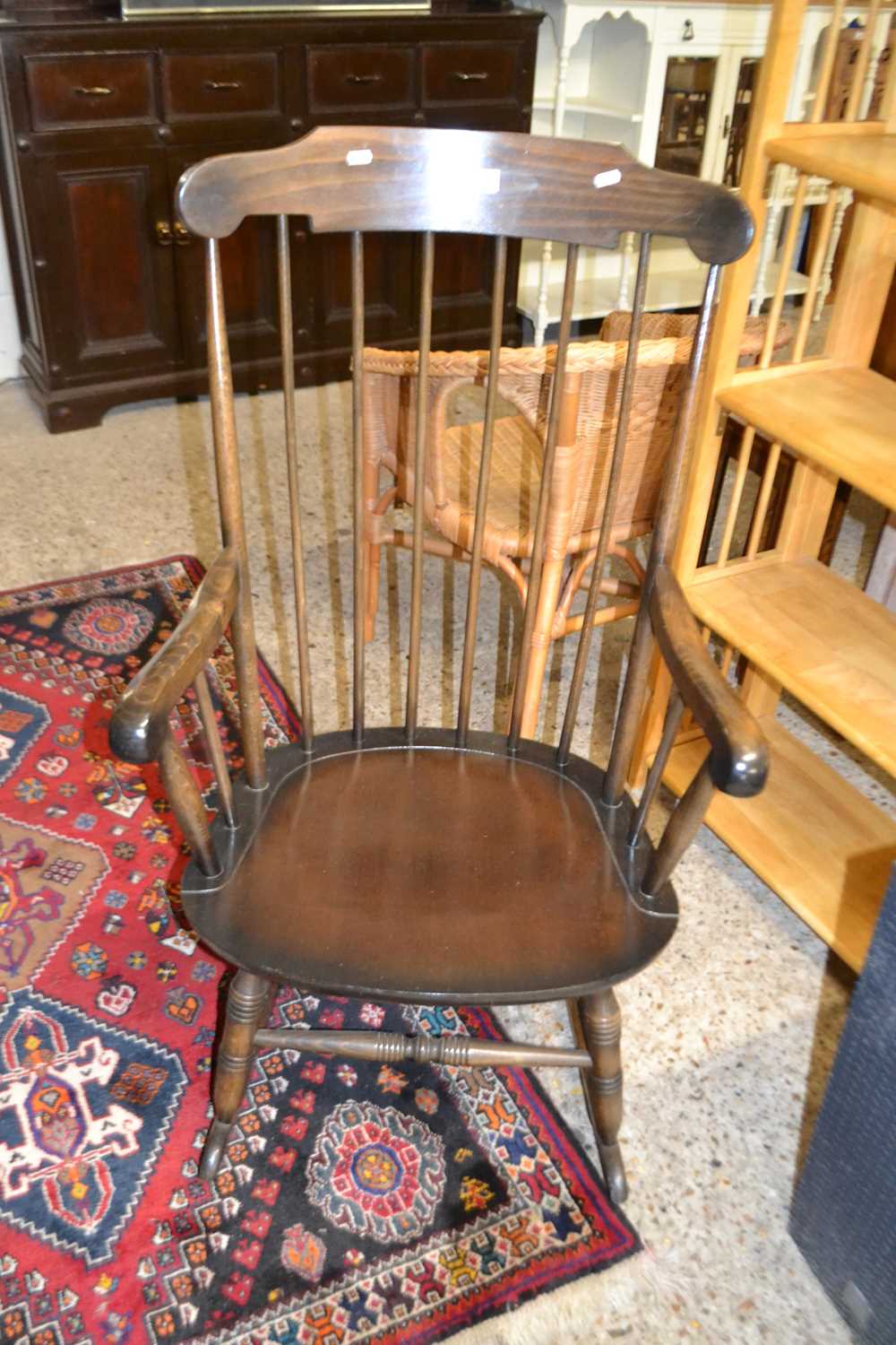 Modern stick back rocking chair, possibly Ercol