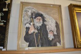 Carl Hodgson - study of a bearded shepherd, oil on canvas, framed