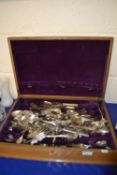 A cutlery canteen containing assorted silver plated and steel cutlery