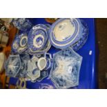 Collection of various blue and white dinner wares