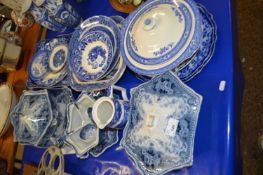 Collection of various blue and white dinner wares