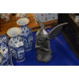 Mixed Lot: Pair of Oriental blue and white vases and a composition model of a flower fairy (3)