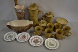 Studio Pottery coffee set together with New Devon vases and further Brambly Hedge miniature plates