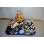 A tray of various assorted animal models to include a Beswick Jack Russell, a glass Panda, model