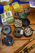 Mixed Lot: Various small centre pin fishing reels to include Morritts, The Bijou and others together