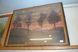 After Egon Schiele, Four Trees, coloured print, framed and glazed