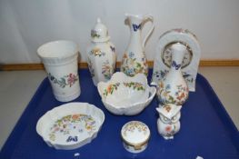 Collection of Aynsley Cottage Garden ceramics and a further Pembroke pattern mantel clock