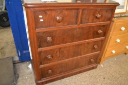 Victorian mahogany chest of two short over three long drawers fitted with turned knop handles, 112cm