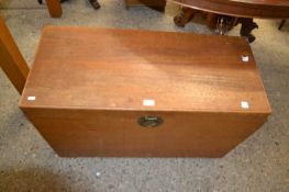 Oriental hardwood blanket box with brass fittings and removeable inner tray, 92cm wide
