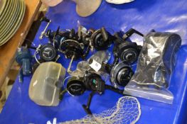 Collection of fixed spool fishing reels to include ABU, Shakespeare, Prince Regent, Mitchell and